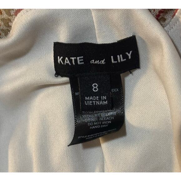Kate and Lily Paisley Boho Midi Dress Size 8 Stretchy Lined Summer Casual - Picture 4 of 6
